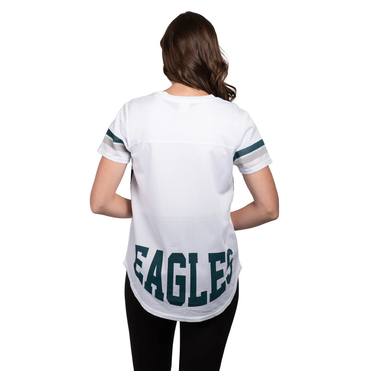 Ultra Game Women's NFL Official Soft Mesh Varsity Stripe T-Shirt | Philadelphia Eagles