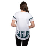 Ultra Game Women's NFL Official Soft Mesh Varsity Stripe T-Shirt | Philadelphia Eagles
