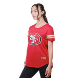 Ultra Game Women's NFL Official Soft Mesh Varsity Stripe T-Shirt | San Francisco 49ers