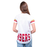 Ultra Game Women's NFL Official Soft Mesh Varsity Stripe T-Shirt | San Francisco 49ers