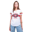 Ultra Game Women's NFL Official Soft Mesh Varsity Stripe T-Shirt | San Francisco 49ers
