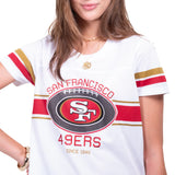Ultra Game Women's NFL Official Soft Mesh Varsity Stripe T-Shirt | San Francisco 49ers