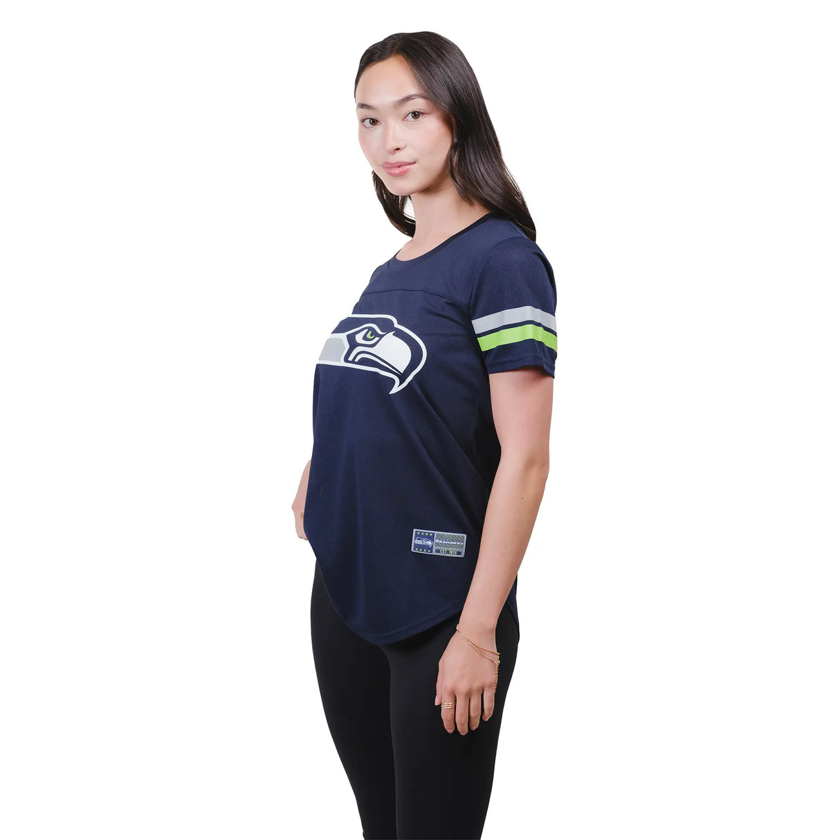 Ultra Game Women's NFL Official Soft Mesh Varsity Stripe T-Shirt