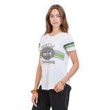 Ultra Game Women's NFL Official Soft Mesh Varsity Stripe T-Shirt