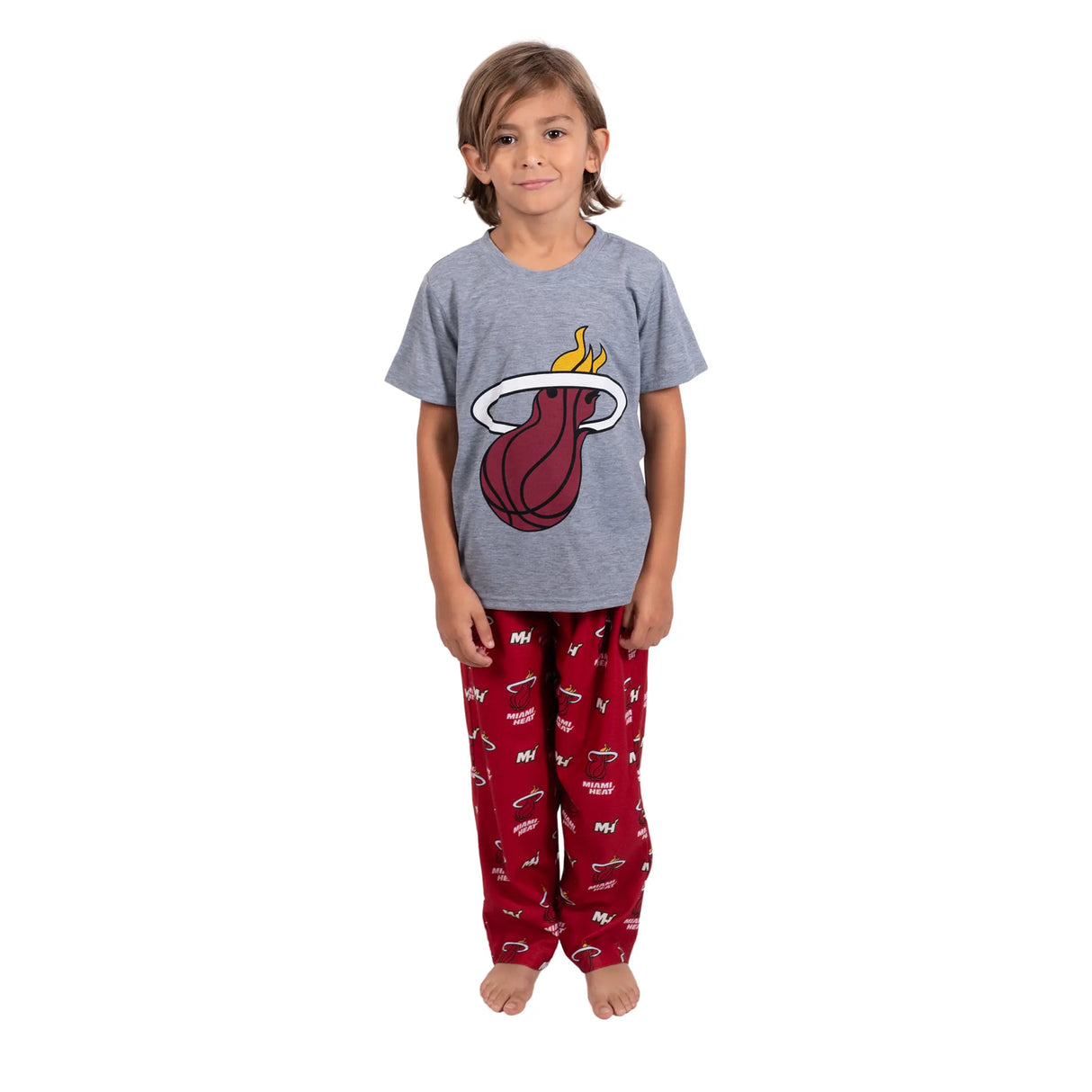 Ultra Game Youth NBA Official 2-Piece PJs Lounge Pants & Tee Set | Miami Heat
