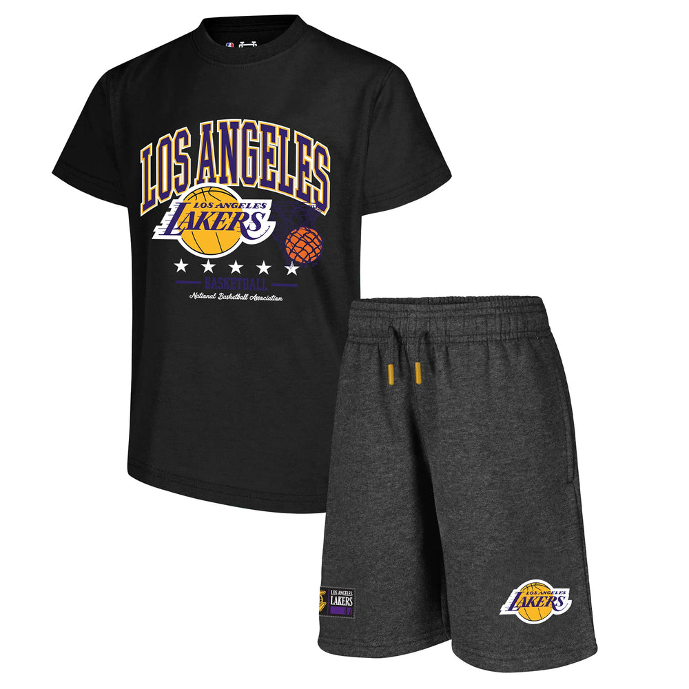Ultra Game Boys NBA Official Super Soft T-Shirt & Basketball Shorts Set | Los Angeles Lakers