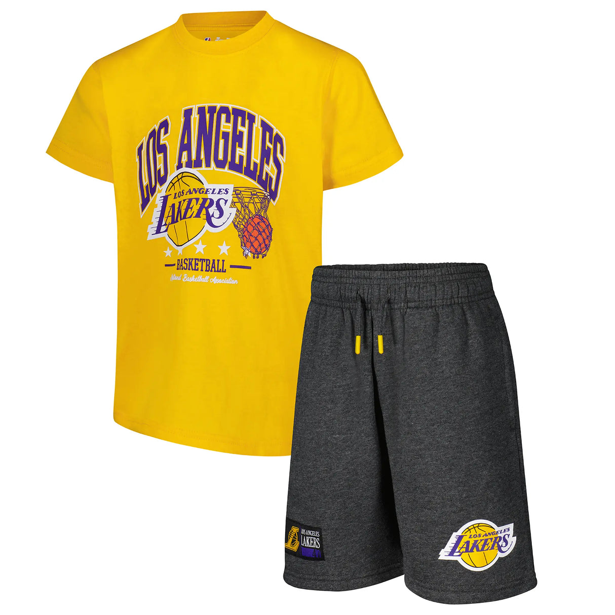 Ultra Game Boys NBA Official Super Soft T-Shirt & Basketball Shorts Set | Los Angeles Lakers