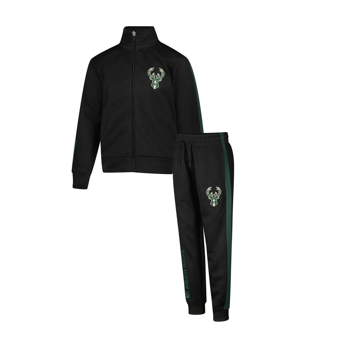Ultra Game Youth NBA Official Super Soft Full Zip Active Track Jacket and Pants Set | Milwaukee Bucks