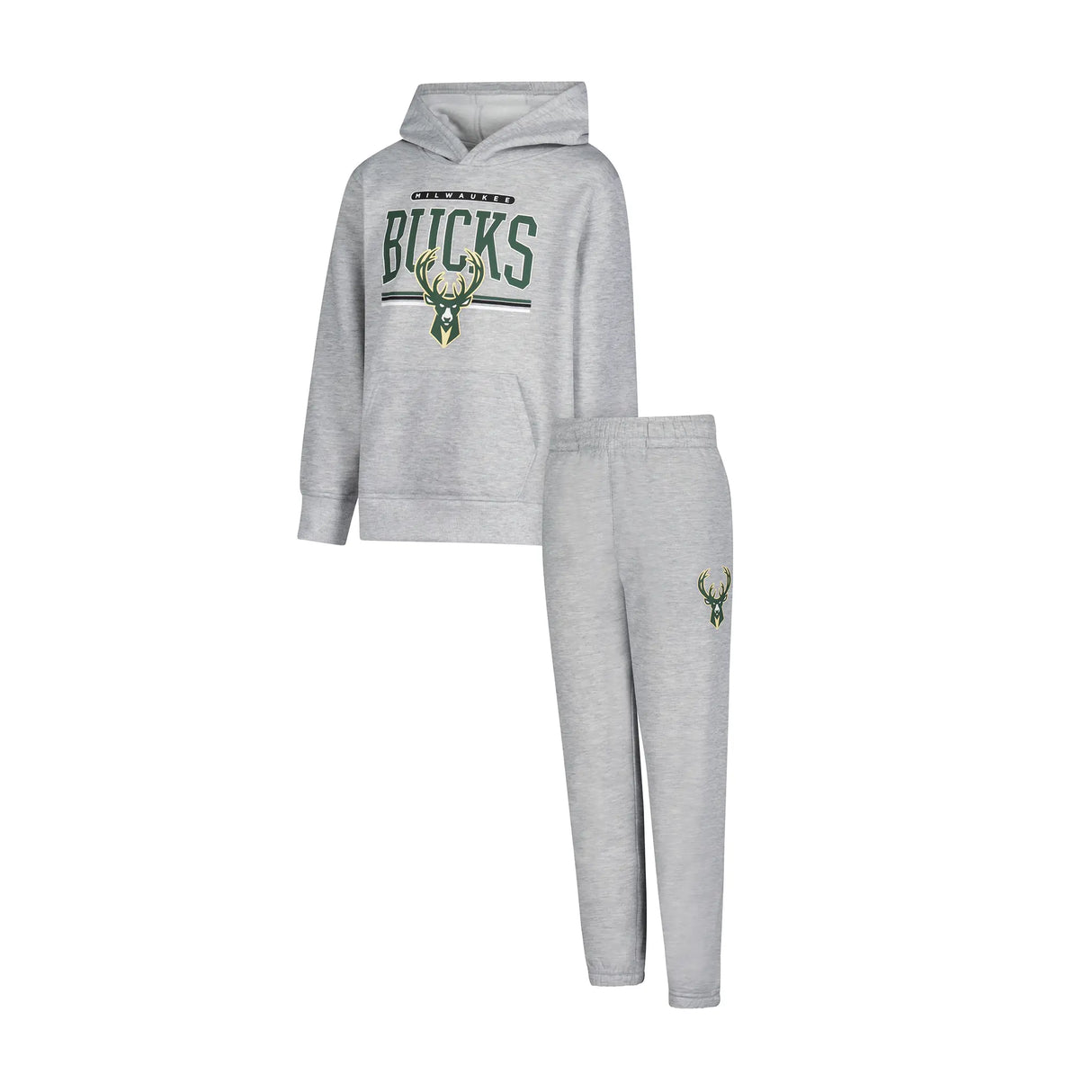 Ultra Game Youth NBA Official Super Soft Hoodie Sweatshirt and Sweatpants Joggers Set | Milwaukee Bucks