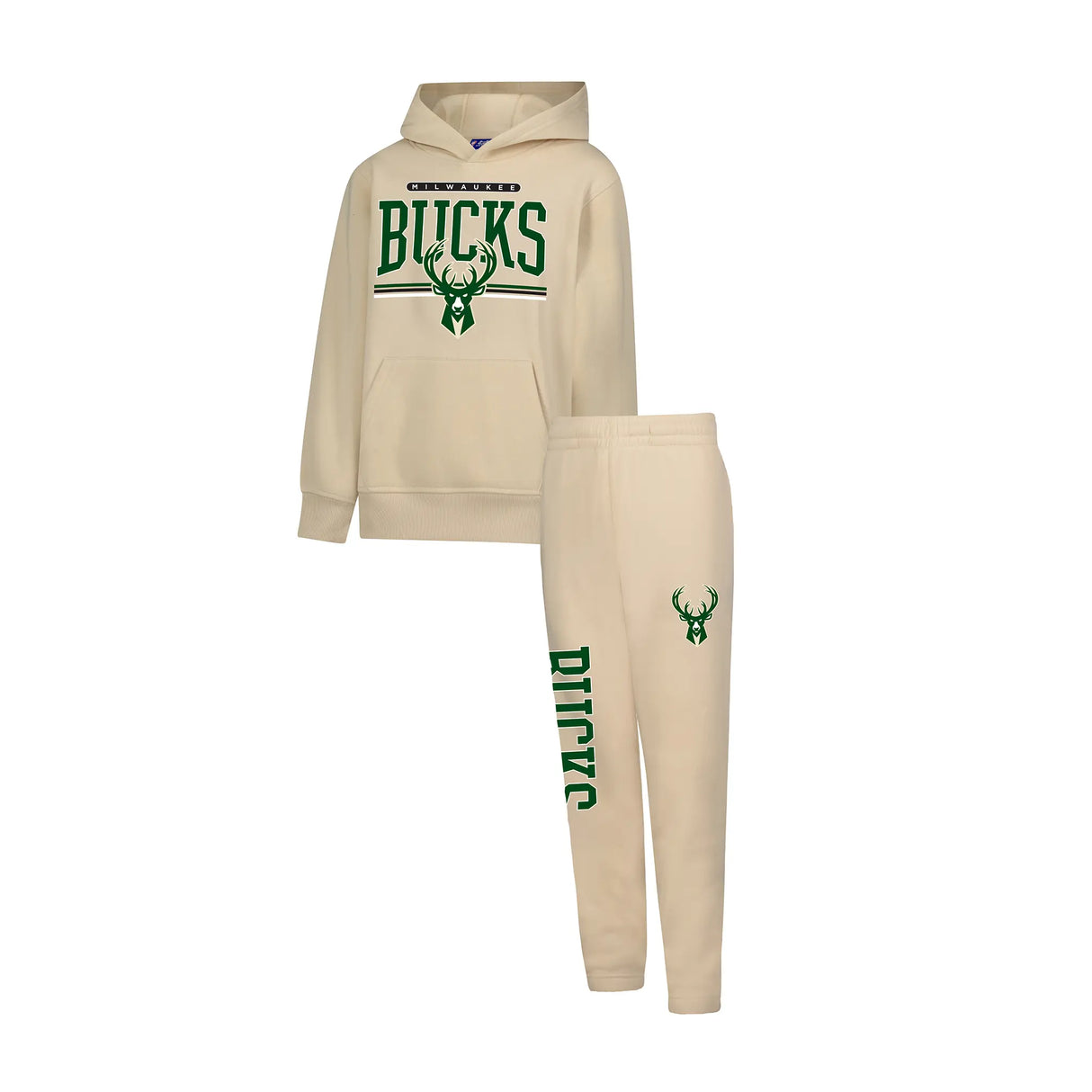 Ultra Game Youth NBA Official Super Soft Hoodie Sweatshirt and Sweatpants Joggers Set | Milwaukee Bucks