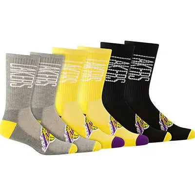 ultra game youth boys nba official assorted color athletic cushioned vertical attack team crew socks 3 pack feature 2