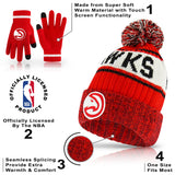 Ultra Game Youth NBA Official Super Soft Winter Beanie Knit Hat With Extra Warm Touch Screen Gloves | Atlanta Hawks