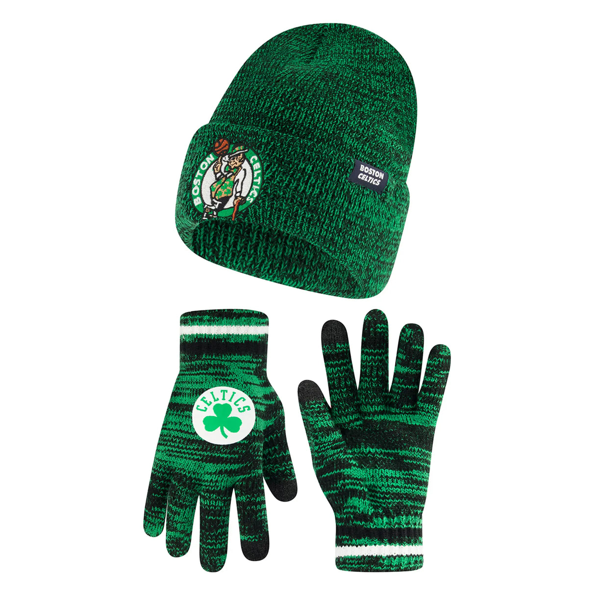 Ultra Game Youth NBA Official Super Soft Winter Beanie Knit Hat With Extra Warm Touch Screen Gloves | Boston Celtics