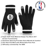 Ultra Game Youth NBA Official Super Soft Winter Beanie Knit Hat With Extra Warm Touch Screen Gloves | Brooklyn Nets