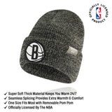 Ultra Game Youth NBA Official Super Soft Winter Beanie Knit Hat With Extra Warm Touch Screen Gloves | Brooklyn Nets
