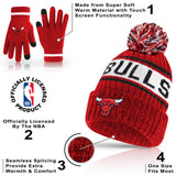 Ultra Game Youth NBA Official Super Soft Winter Beanie Knit Hat With Extra Warm Touch Screen Gloves | Chicago Bulls