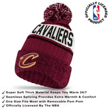 Ultra Game Youth NBA Official Super Soft Winter Beanie Knit Hat With Extra Warm Touch Screen Gloves | Cleveland Cavaliers