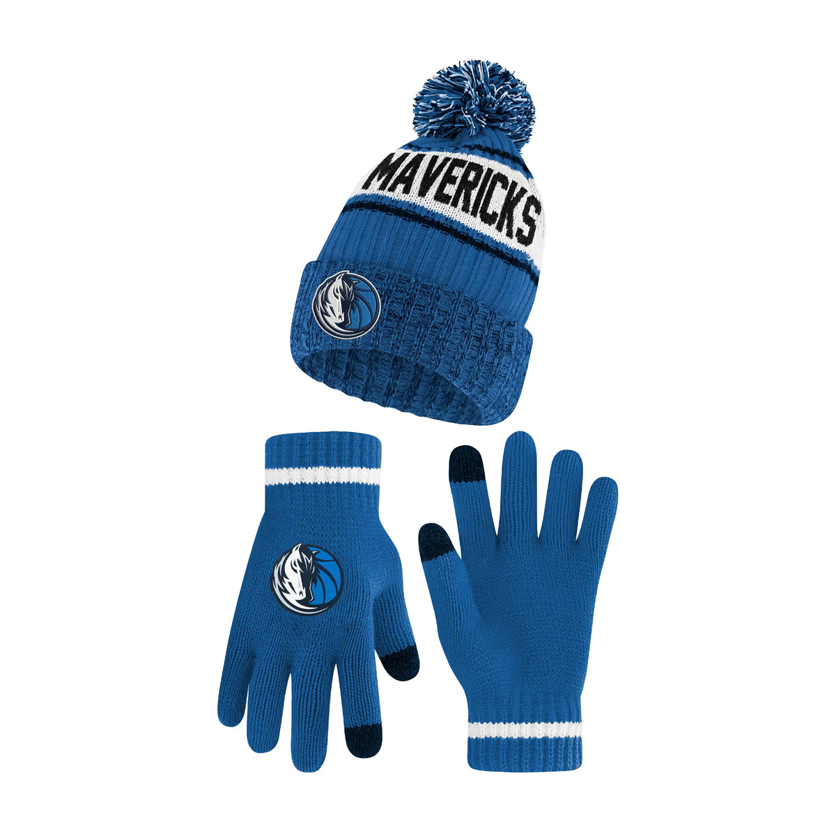Ultra Game Youth NBA Official Super Soft Winter Beanie Knit Hat With Extra Warm Touch Screen Gloves | Dallas Mavericks