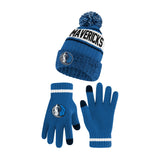 Ultra Game Youth NBA Official Super Soft Winter Beanie Knit Hat With Extra Warm Touch Screen Gloves | Dallas Mavericks