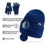 Ultra Game Youth NBA Official Super Soft Winter Beanie Knit Hat With Extra Warm Touch Screen Gloves | Dallas Mavericks