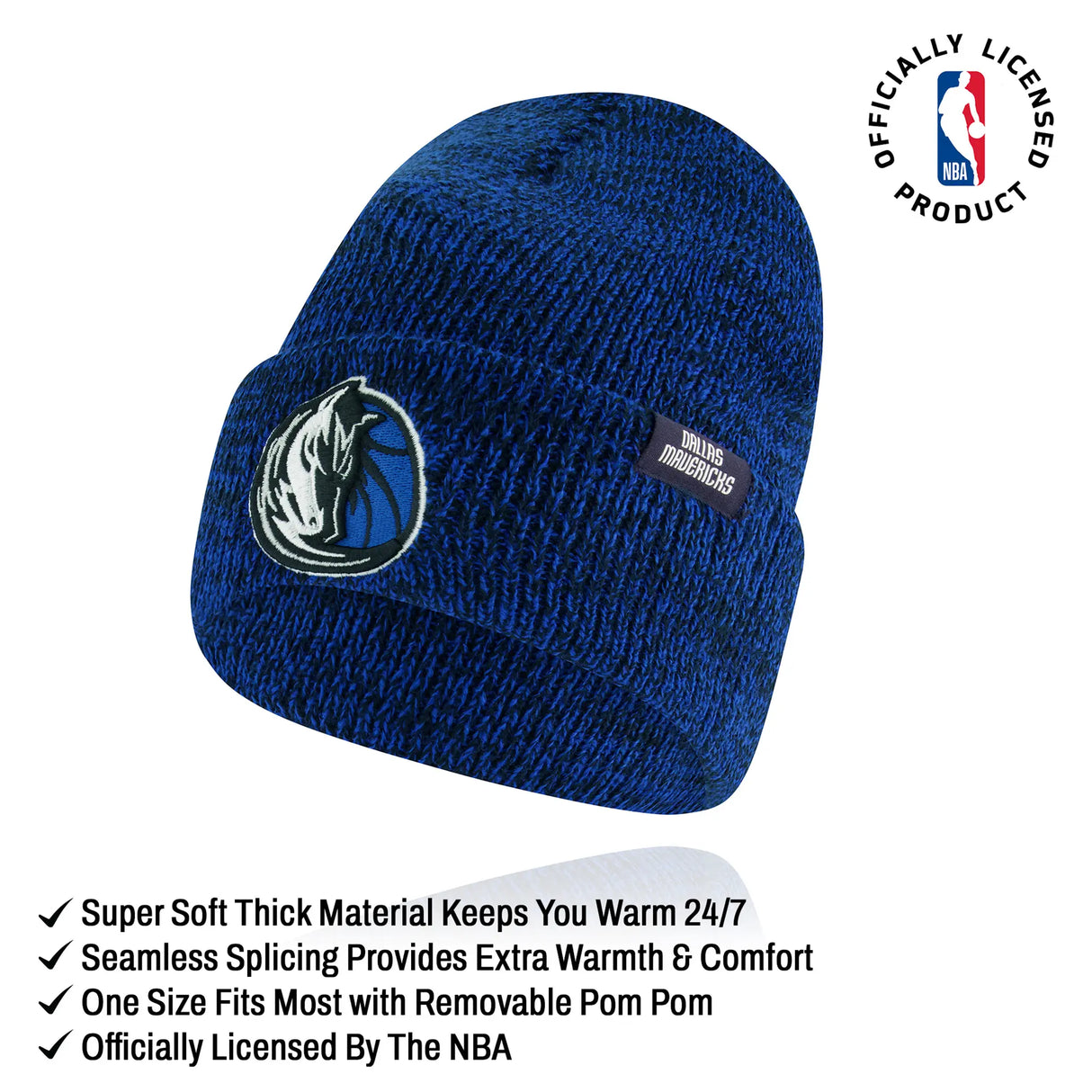 Ultra Game Youth NBA Official Super Soft Winter Beanie Knit Hat With Extra Warm Touch Screen Gloves | Dallas Mavericks