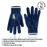 Ultra Game Youth NBA Official Super Soft Winter Beanie Knit Hat With Extra Warm Touch Screen Gloves | Dallas Mavericks