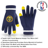 Ultra Game Youth NBA Official Super Soft Winter Beanie Knit Hat With Extra Warm Touch Screen Gloves | Denver Nuggets