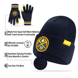 Ultra Game Youth NBA Official Super Soft Winter Beanie Knit Hat With Extra Warm Touch Screen Gloves | Denver Nuggets