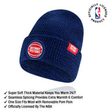 Ultra Game Youth NBA Official Super Soft Winter Beanie Knit Hat With Extra Warm Touch Screen Gloves | Detroit Pistons