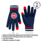 Ultra Game Youth NBA Official Super Soft Winter Beanie Knit Hat With Extra Warm Touch Screen Gloves | Detroit Pistons