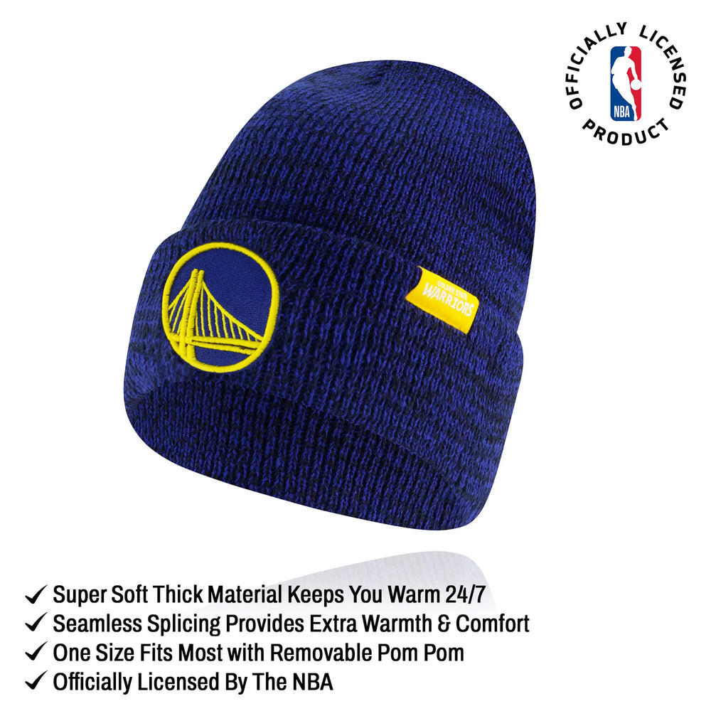Ultra Game Youth NBA Official Super Soft Winter Beanie Knit Hat With Extra Warm Touch Screen Gloves | Golden State Warriors