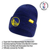 Ultra Game Youth NBA Official Super Soft Winter Beanie Knit Hat With Extra Warm Touch Screen Gloves | Golden State Warriors