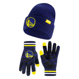 Ultra Game Youth NBA Official Super Soft Winter Beanie Knit Hat With Extra Warm Touch Screen Gloves | Golden State Warriors