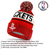 Ultra Game Youth NBA Official Super Soft Winter Beanie Knit Hat With Extra Warm Touch Screen Gloves | Houston Rockets