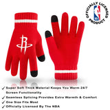 Ultra Game Youth NBA Official Super Soft Winter Beanie Knit Hat With Extra Warm Touch Screen Gloves | Houston Rockets