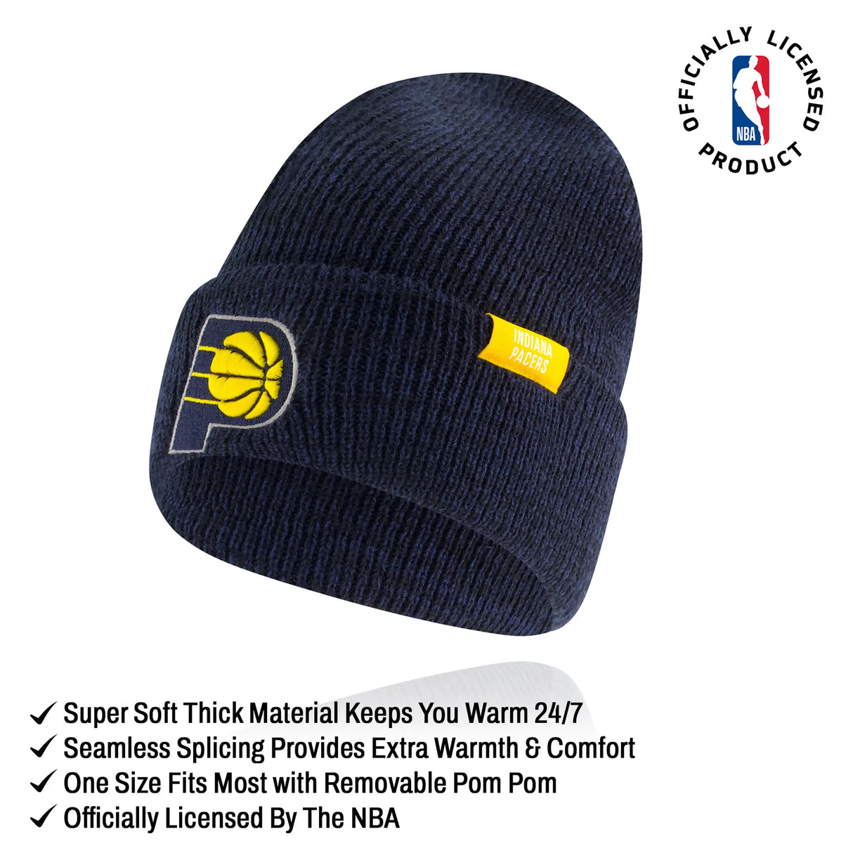 Ultra Game Youth NBA Official Super Soft Winter Beanie Knit Hat With Extra Warm Touch Screen Gloves | Indiana Pacers