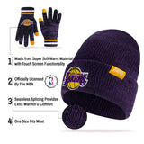 Ultra Game Youth NBA Official Super Soft Winter Beanie Knit Hat With Extra Warm Touch Screen Gloves | Los Angeles Lakers