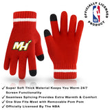 Ultra Game Youth NBA Official Super Soft Winter Beanie Knit Hat With Extra Warm Touch Screen Gloves | Miami Heat