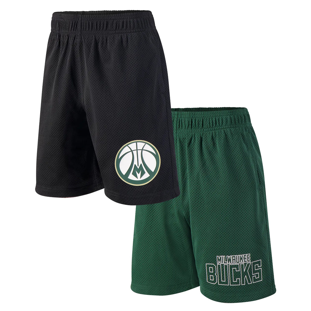 Ultra Game Youth NBA Official Super Soft 2 Pack Basketball Shorts Set | Milwaukee Bucks