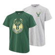 Ultra Game Youth NBA Official Standard Super Soft 2 Pack T-Shirt Set | Milwaukee Bucks