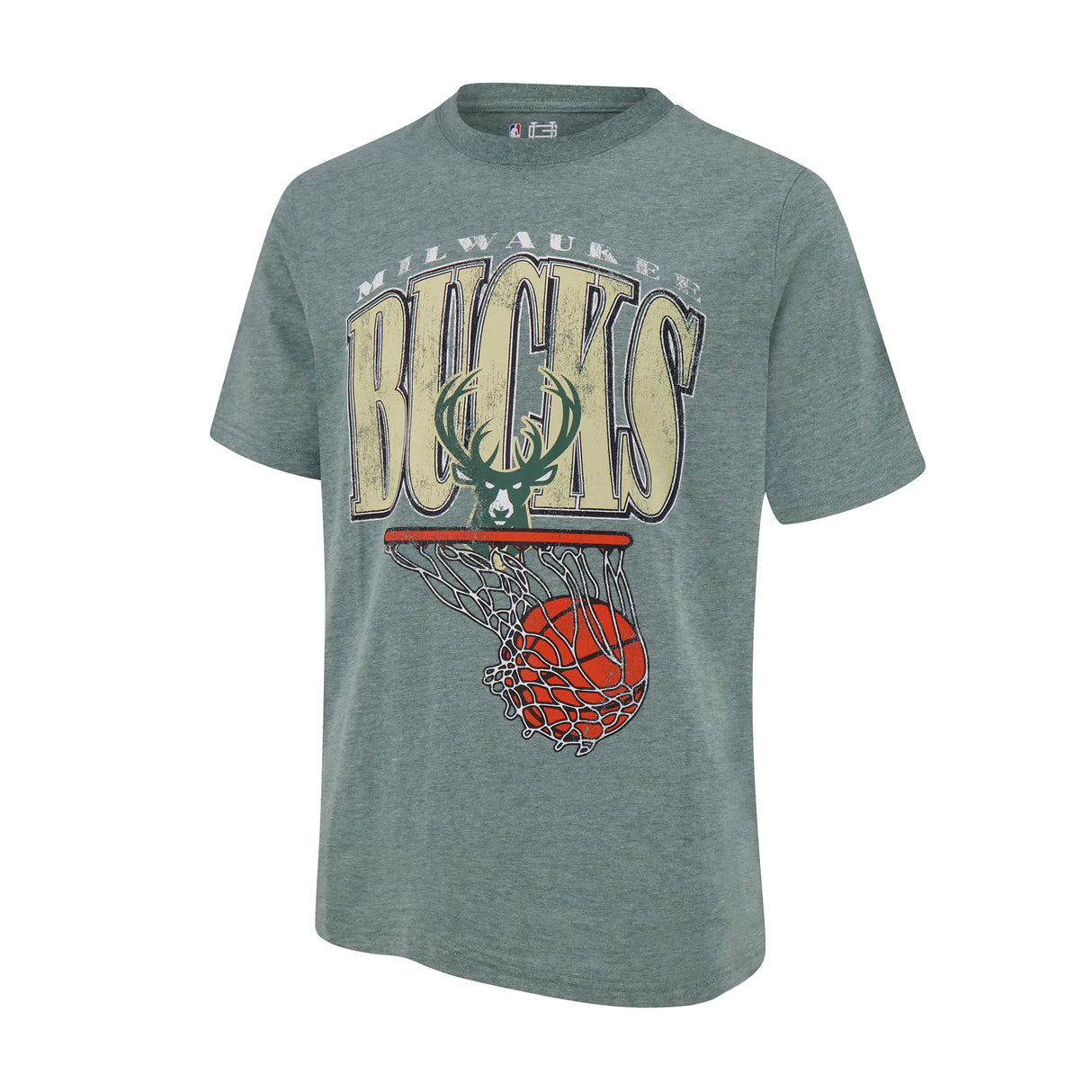 Ultra Game Youth NBA Official Super Soft Distressed T-Shirt | Milwaukee Bucks