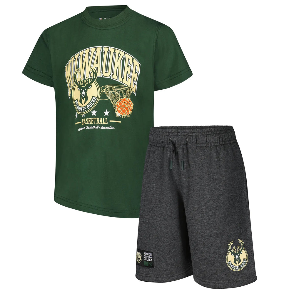 Ultra Game Boys NBA Official Super Soft T-Shirt & Basketball Shorts Set | Milwaukee Bucks
