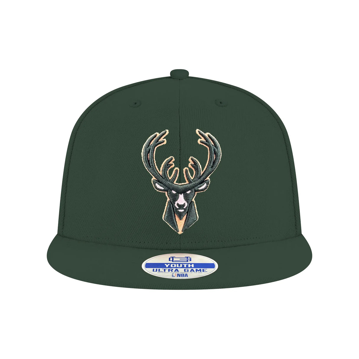 Ultra Game Youth NBA Official 8-20 Twill Snap Back Ultimate Baseball Cap Hat | Milwaukee Bucks