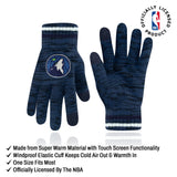 Ultra Game Youth NBA Official Super Soft Winter Beanie Knit Hat With Extra Warm Touch Screen Gloves | Minnesota Timberwolves