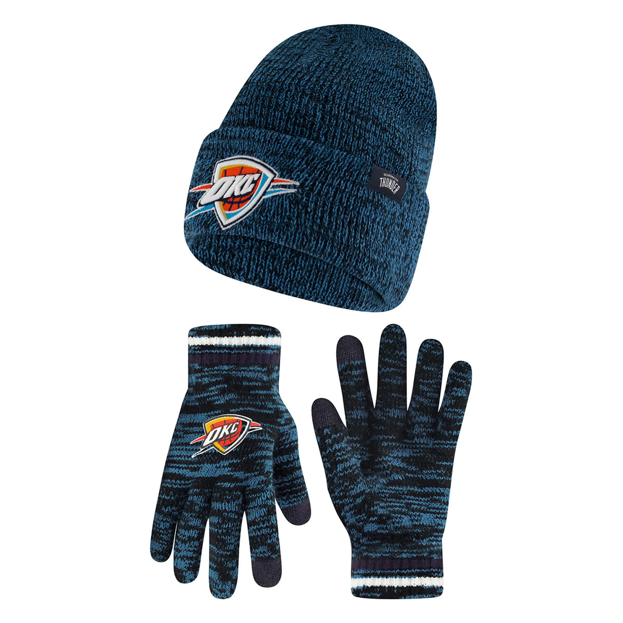 Ultra Game Youth NBA Official Super Soft Winter Beanie Knit Hat With Extra Warm Touch Screen Gloves | Oklahoma City Thunder