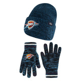 Ultra Game Youth NBA Official Super Soft Winter Beanie Knit Hat With Extra Warm Touch Screen Gloves | Oklahoma City Thunder