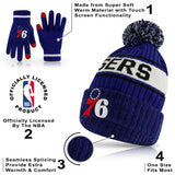 Ultra Game Youth NBA Official Super Soft Winter Beanie Knit Hat With Extra Warm Touch Screen Gloves | Philadelphia 76ers