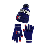 Ultra Game Youth NBA Official Super Soft Winter Beanie Knit Hat With Extra Warm Touch Screen Gloves | Philadelphia 76ers