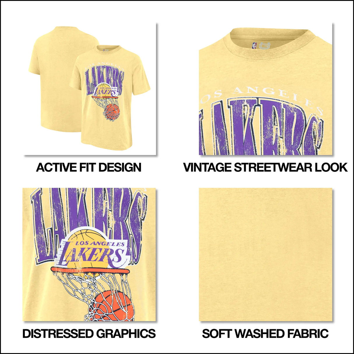 Ultra Game Youth NBA Official Super Soft Distressed T-Shirt | Los Angeles Lakers
