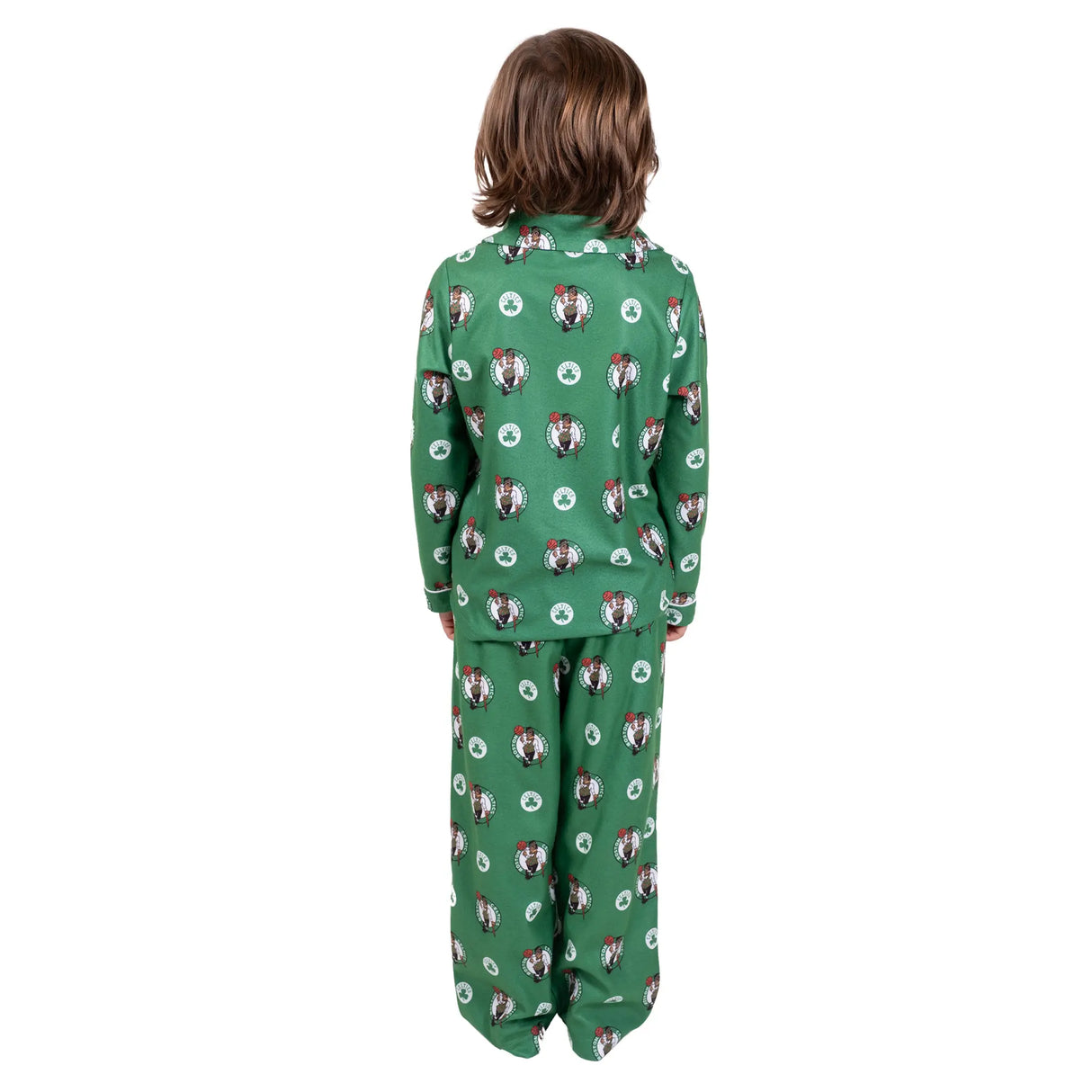 Ultra Game Youth NBA Official 2-Piece Super Soft Button Down Pajamas Set | Boston Celtics